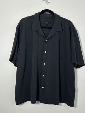 rag & bone Mens Sz XXL Dalton Knit Camp Shirt Black Used Great Condition